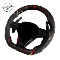 Volant sport multifonction à 3 branches en fibre de carbone forgée/microfibre rouge de la marque YZ pour Volkswagen Mk8 Golf GTI R