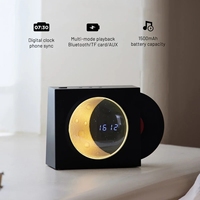 Lampes pour la décoration de la maison, horloge, tourne-disque, lampe de nuit, haut-parleur sans fil, lune, ambiance rétro, audio, horloge numérique de bureau, lampe