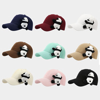 Gorra de béisbol de alta calidad de 6 paneles para mujer, gorra de béisbol con diseño de panda de juguete
