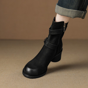 Nuevas Botas de Tobillo Impermeables con Cremallera Lateral de Piel de Oveja en Color Sólido, Casuales, Cálidas, Modernas y Versátiles para Mujer, para Todas las Temporadas - Product Image 6