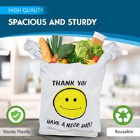 Sacs gilet en PEHD/PE robustes de qualité alimentaire avec poignées, personnalisables avec logo, sérigraphie et gaufrage, pour supermarchés et plats à emporter