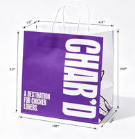 Sacs à emporter en papier kraft biodégradables et recyclables avec poignées, personnalisables avec logo, pour la restauration rapide en gros