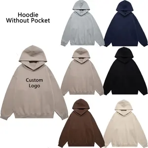 Sudadera con capucha personalizada sin bolsillos para hombre, de algodón de tamaño grande, 500gsm, lisa, sin cadena, venta al por mayor