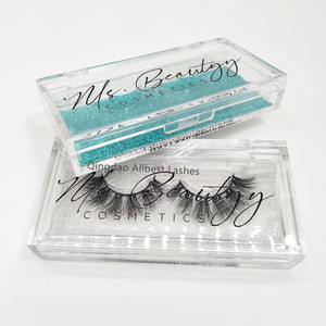 Custom LOGO empty Transparent Clear Eyelashes Storage Case Acrylic Lashbox Packaging