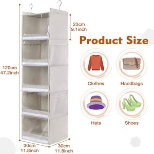 5-Tier Baby Over the Door Weekly Multi-Function Folding Polyester Pouch <b>Holder</b> Cloth Organizer Foldable Hanging Closet - Product Image 4