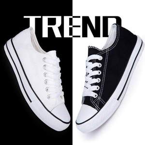 รองเท้าผ้าใบผู้ชายแบบหุ้มข้อและไม่หุ้มข้อ สไตล์เกาหลี คลาสสิก สำหรับคู่รัก นักเรียน พื้นยาง ระบายอากาศได้ดี - Product Image 2