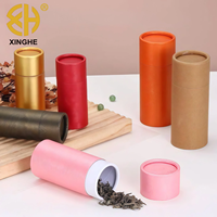 Boîte d'emballage cylindrique en papier kraft recyclable pour flacon d'huile essentielle, couvercle rigide, personnalisable, impression quadricolore UV/estampage à chaud