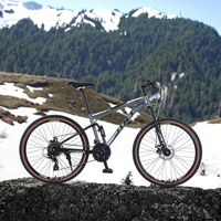 Vélo de montagne à suspension intégrale de 26 pouces pour adultes Cadre en acier 24 vitesses Double frein à disque en alliage d'aluminium Pédale ordinaire-Usine