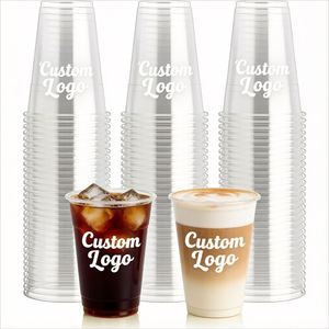 Vasos Desechables de Plástico PET Ecológicos de 89 mm con Logotipo Personalizado Directo de Fábrica, Transparentes, de 10-24 oz, con Tapas, para Bebidas Frías, Jugos, Café Helado - Product Image 1