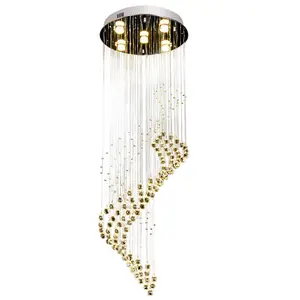 Raindrop Spiral Long Staircase Pendant Light Luxury Crystal Chandelier Decoration Drop Light