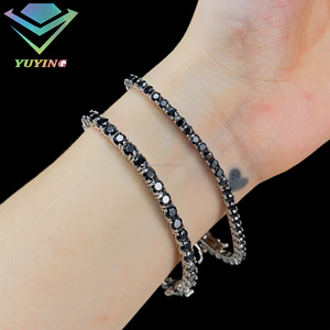 Pulsera de Tenis con Diamantes Negros Místicos en Plata S925, Engaste de Puntas de 2mm a 6.5mm, Joyería de Pulseras de Cadena de Tenis, Gran Venta - Product Image 1