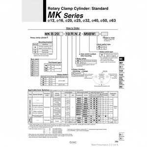 กระบอกลมแบบหมุน MKB32-20RNZ ชิ้นส่วนนิวเมติก SMC - Product Image 1