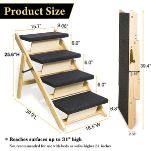 Escaleras plegables <span class=keywords><strong>de</strong></span> <span class=keywords><strong>madera</strong></span> para perros para camas altas, coches, sofá, escaleras para caminar para perros 2 en 1, rampa para perros con <span class=keywords><strong>4</strong></span> escalones, escaleras para gatos y mascotas - Product Image 3