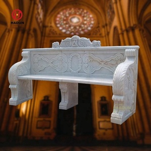 Banc de jardin en marbre <span class=keywords><strong>beige</strong></span> sculpté à la main en pierre naturelle avec sphinx - Product Image 6