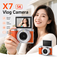 Appareil photo numérique X7 5K 80MP pour vlogging, zoom 18X, écran rotatif 3,0 pouces, capteur CMOS, mode beauté, stabilisation d'image électronique, IA de reconnaissance de scène