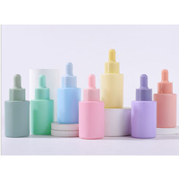 Flacon hydro en verre de 30ml, forme cylindrique à épaules plates, blanc, rose, bleu, violet, pour le soin de la peau