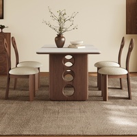 Nouvelle table de salle à manger de style chinois en pierre frittée aspect marbre avec chaises en bois massif, design démontable