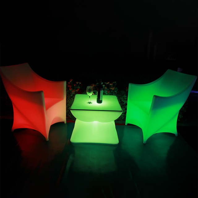 Modern Led Lighted Patio Furniture Remote Control Rgb 16 Colors Change Waterproof Rechargeable Outdoor Light-Up Led Bar Armchair