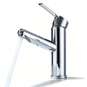 Robinet de lavabo moderne extractible 59-1 en laiton avec cartouche céramique, monocommande, monotrou, à poser sur le comptoir, mitigeur chaud/froid - Product Image 1