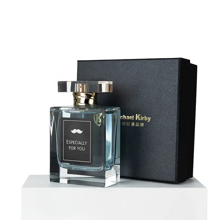 Benutzer definierte Parfum Luxus Parfüm Sprüh flaschen 50 ml Rechteck Quadrat Leere Glas Parfüm flasche Mit Geschenk box