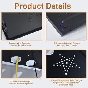 मनोरंजन केंद्र के लिए फ्लोटिंग शेल्फ, धातु छोटे प्रोजेक्टर शेल्फ दीवार पर लगे शेल्फ - Product Image 4