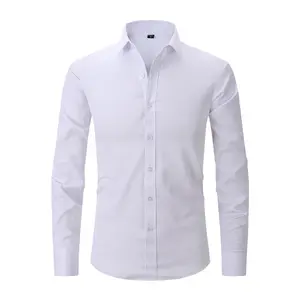 Men's Cotton Blue Striped Long Sleeve Button Down Collar Dress Oxford Shirts