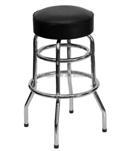 Taburete de Bar Moderno de Cuero Ecológico con Doble Anillo Giratorio y Estructura Metálica Comercial, Cómodo y de Alta Calidad - Product Image 4