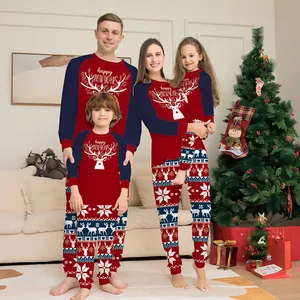 2023 aile noel pijama pamuk kırmızı donanma snowflacks elk eşleştirme tatil aile ve evcil setleri