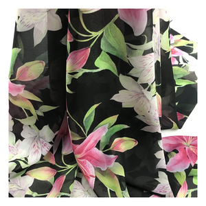 Lo sbocco di fabbrica 100% poliestere giglio modello 100D Chiffon stampa digitale personalizzato Chiffon tessuto per gli indumenti - Product Image 1