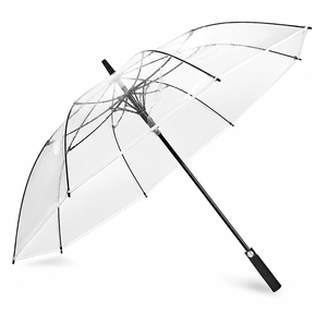 <b>Large</b> 130cm Transparent Comfort Push Button Auto Open Custom Golf <b>Umbrella</b> Carrying Case Wedding Partner Use White Edge POE - Product Image 1