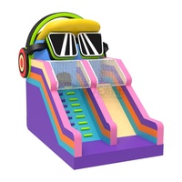 WOLONG PVC Nouveau Design Toboggan Gonflable avec Échelle d'Accès, Thème Casque DJ, Qualité Commerciale, Équipement de Jeu pour Enfants, Location pour Centres Commerciaux et Fêtes