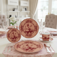Service de table vintage violet Chinoiserie en porcelaine fine, assiette de présentation florale en céramique, tasse à café et bol en porcelaine pour hôtel