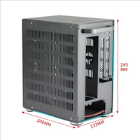 Mini-ITX Châssis de serveur de bureau tout en aluminium, rack de serveur portable, USB frontal, côté transparent, support de carte graphique miniature, en stock