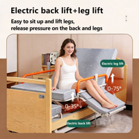 Lit d'hôpital polyvalent en bois massif de qualité supérieure pour usage domestique et hospitalier, contrôle manuel/électrique, options personnalisées, classe II, qualité médicale