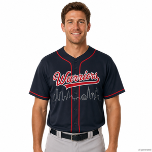 26-27 Atlanta City Baseball League Essentials: Casual Athletic Baseball Jerseys Custom Warriors Logo Open-Front Softball Jerseys - Product Image 2