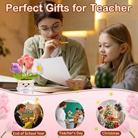 Boneka Rajutan Tangan Buket Bunga dalam Pot Lily of the Valley Tulip Carnation Dekorasi Meja Tanaman Boneka Rajut