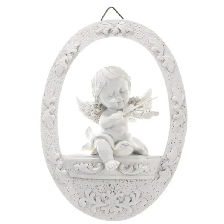 Polyresin/angel resin crafts Religious Wall Decor Angel Figurines Plaque | Poly Resin Construction | Hang Or Wall Mount Via The