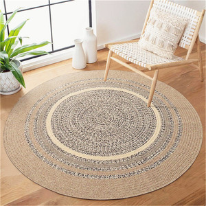 Alfombras Bien Tejidas 5X7 Azules Y Blancas Alfombra De Yute A Cuadros Canamo Fibra Natural Jardin Entrada 3X5 Circulo Tejido - Product Image 1