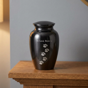 Black Metal Pet Urn Cremation Keepsake Ash Container Tabletop <b>Memorial</b> Indian Home Crafts American Style 200 Cubic Inch - Product Image 3