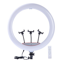 Lampu kamera 22 inci 56cm dengan tiga tempat ponsel, lampu 3 tingkat lampu cincin Led kristal dapat disesuaikan