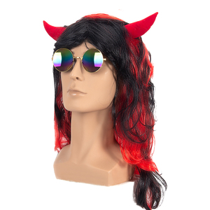 Perruque de cheveux synthétiques pour femme, accessoires de fête, robe fantaisie, perruque avec cornes de diable séduisantes, vente en gros - Product Image 5
