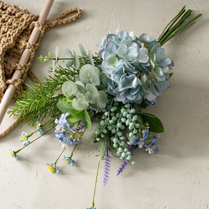 Bouquet de fleurs artificielles CallaFloral, hortensia en tissu tissé plastique, décorations de mariage - Product Image 3