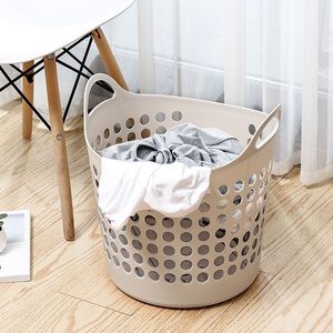 Panier à linge pliable rond, design ajouré respirant, organisateur de rangement pour vêtements, pour la maison, la salle de bain, style nordique - Product Image 2