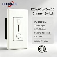 Regulador de Intensidad LED Hooanke con Certificación ETL, AC a DC 24V, Controlador Integrado de 10A, Carga Máxima 60W/80W, Control Deslizante Suave para Montaje en Pared