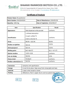 Fornitura di alta qualità DL-pantenolo provitamina <span class=keywords><strong>B5</strong></span> DL-pantenolo in polvere - Product Image 2