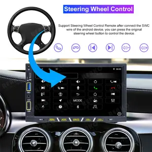 Reako araba Stereo 1 Din 7 inç Android araba radyo kablosuz Carplay 2 + 32GB SWC uzaktan kumanda USB tip C hızlı şarj