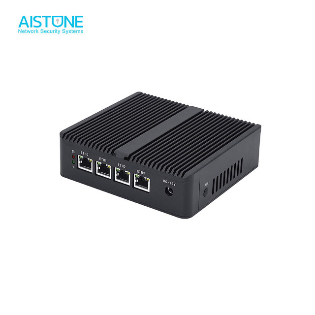 4lan fanless mini pc ROS7 2USB 1VGA 1HD-MI Integrated HD J1900 Quad Core Desktop Computer Small Firewall VPN Router