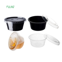 Gobelets à sauce jetables noirs de 35 ml pour restaurant, récipients ronds en plastique pour sauces à tremper, emballages alimentaires à emporter