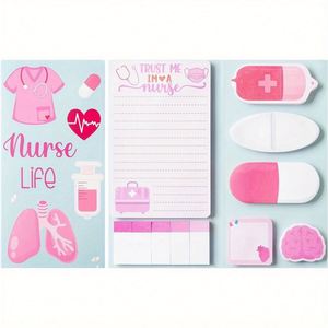 Pink Printed Nurse Gift Sticky Notes 550 Sheets Digital Printing Cute Medical Essentials Self-Stick Paper Memo <b>Pads</b> Nursing - Product Image 1