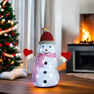 24 אינץ' לבן פלנל LED אור איש שלג נשלף חג המולד קישוט חג המולד שמונה פונקציות שלט רחוק מחובר USB